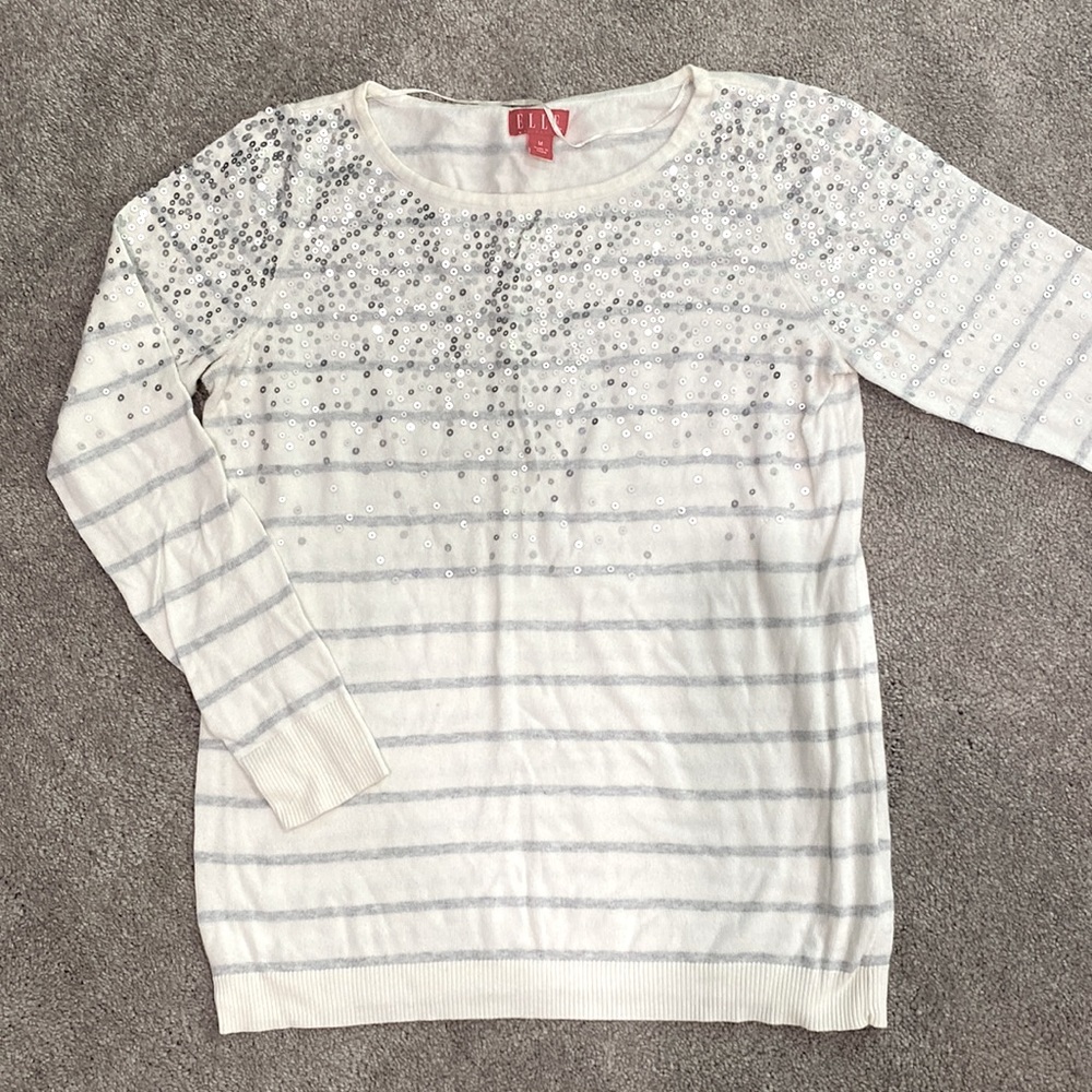 Medium sequined and striped light sweater